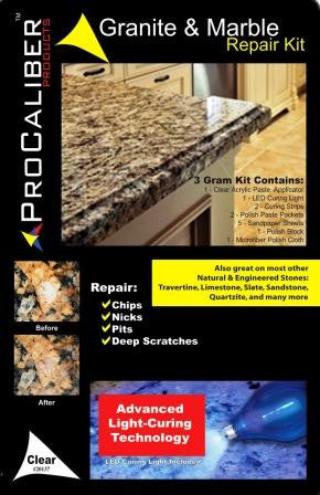 Granite & Marble Chip Repair Paste Kit - Pro Size Clear LCA – Stonewall  Tools