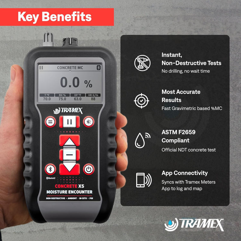 Tramex Concrete Moisture Encounter CME5 | Meter for Measuring Moisture Content in Concrete Floor, Slabs & Screeds