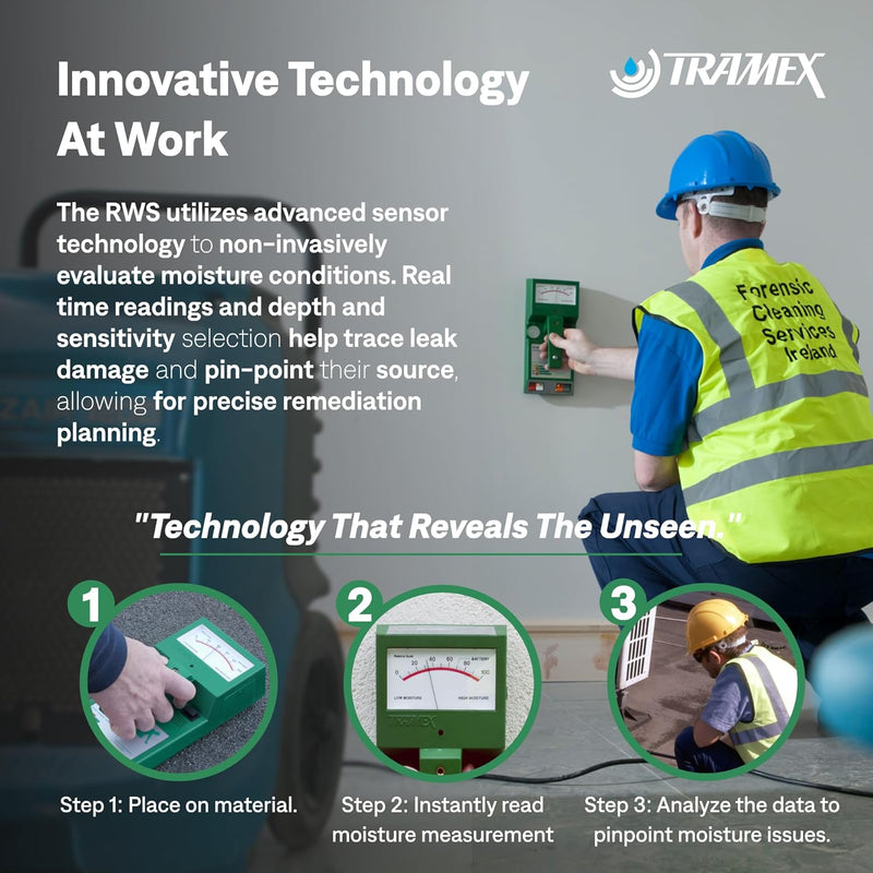 Tramex Roof & Wall Moisture Scanner RWS | Pinless Meter for Measuring Moisture Conditions in Walls & Roofing Systems