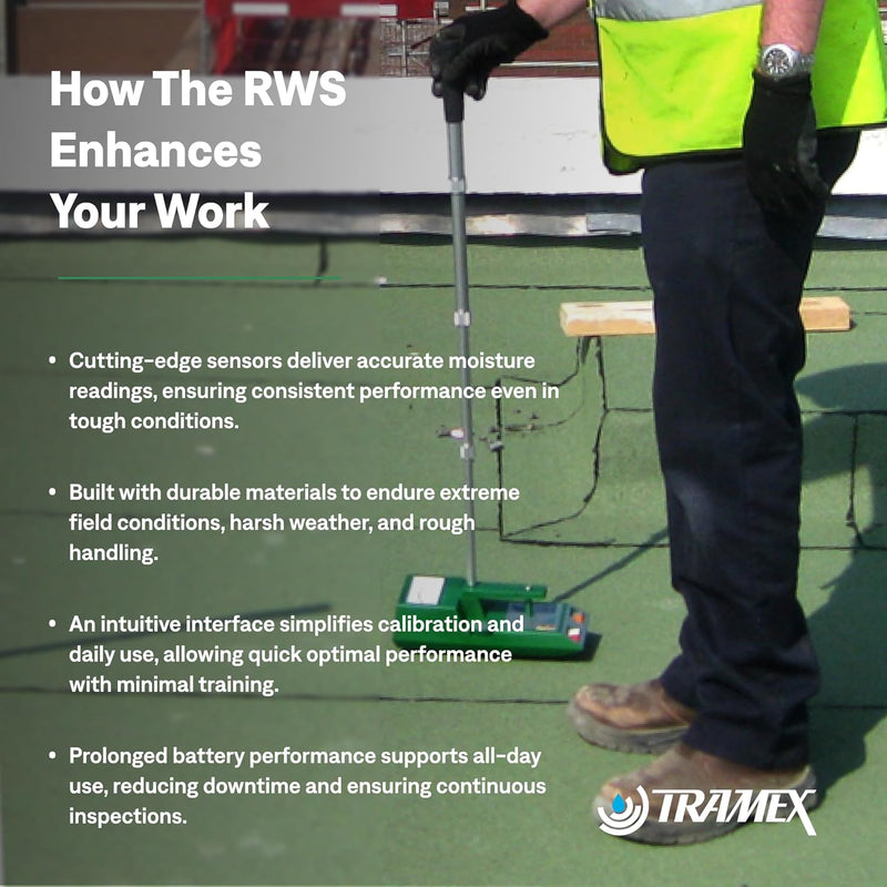 Tramex Roof & Wall Moisture Scanner RWS | Pinless Meter for Measuring Moisture Conditions in Walls & Roofing Systems