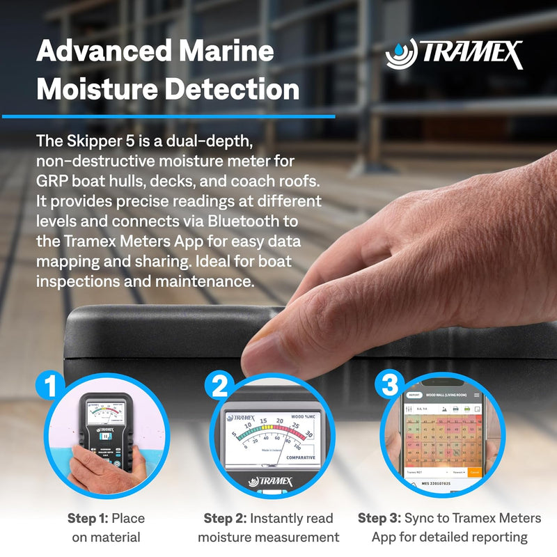 Tramex Skipper 5 Boat Moisture Meter SMM5 | Marine Instrument for Measuring Moisture Content in Wood & Glass-Reinforced Plastic (GRP)