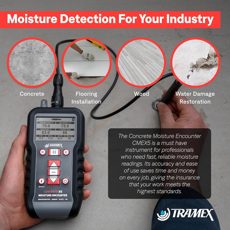 Tramex Concrete Moisture Encounter CME5 | Meter for Measuring Moisture Content in Concrete Floor, Slabs & Screeds