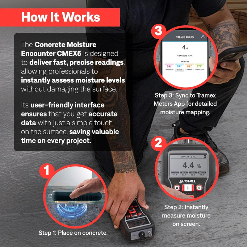 Tramex Concrete Moisture Encounter CME5 | Meter for Measuring Moisture Content in Concrete Floor, Slabs & Screeds