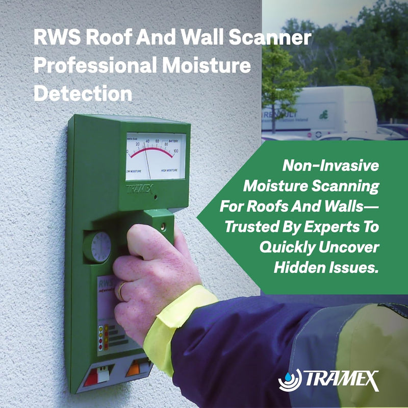 Tramex Roof & Wall Moisture Scanner RWS | Pinless Meter for Measuring Moisture Conditions in Walls & Roofing Systems
