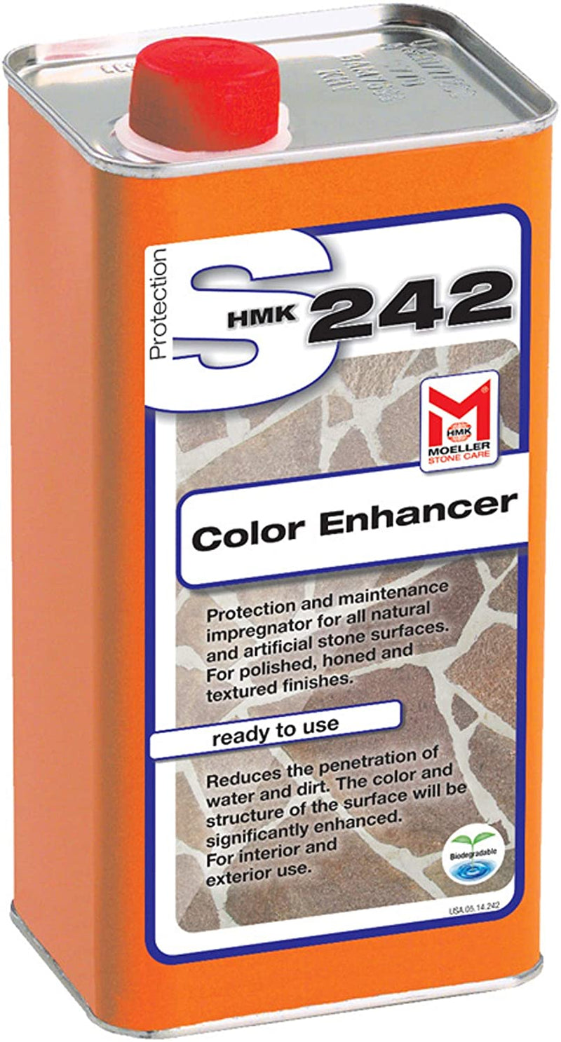 HMK S242 Enhancing Impregnator Reduces Penetration of Water and Dirt on Polished, honed and Textured finishes. Enhances Color. Solvent Based. for Interior and Exterior use. Preserving. HMKS242