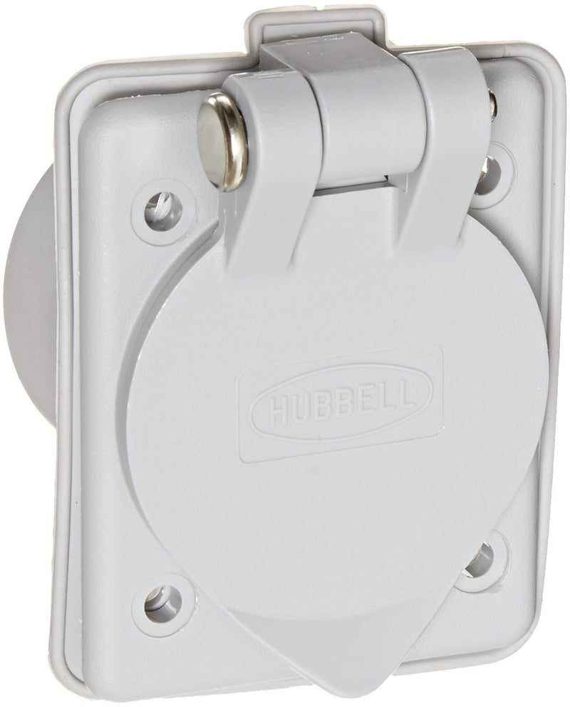 Hubbell Wiring Systems HBL61CM64 Nylon Panel Mount Inlet, 15A, 125 VAC, Gray
